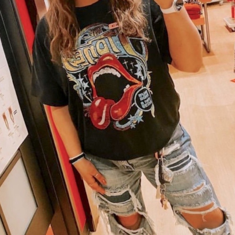 The Rolling Stones Black T-Shirt with Colorful Design